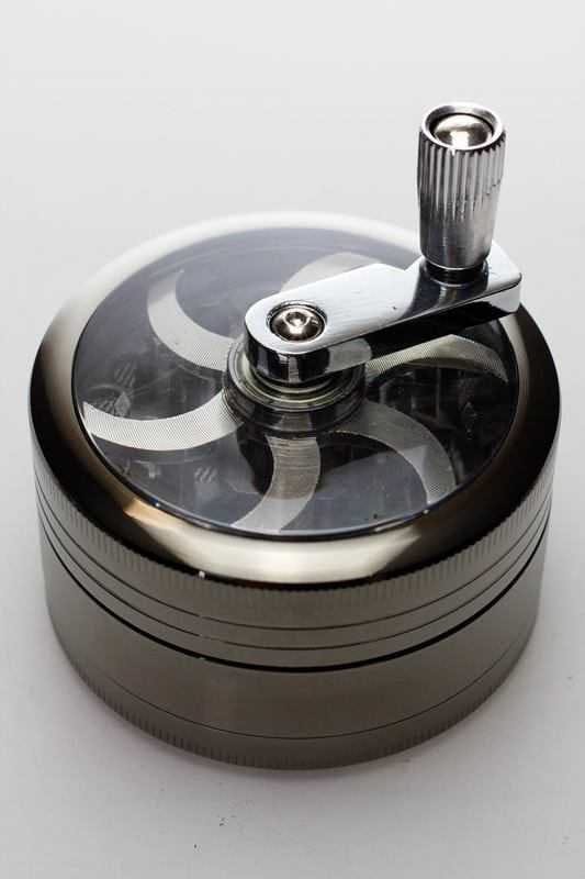 3 parts aluminum herb grinder with handle gun metal